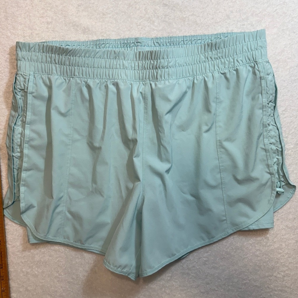 Avia Womens Light Blue Smocked Waist Running Shorts XXL 20 Adjustable Side Cinch